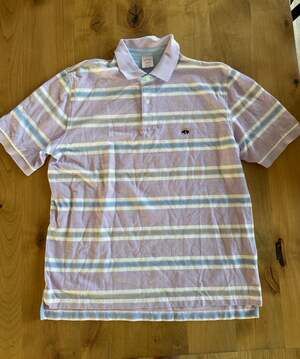 Brooks Brothers Men's Performance Polo Purple Blue Striped